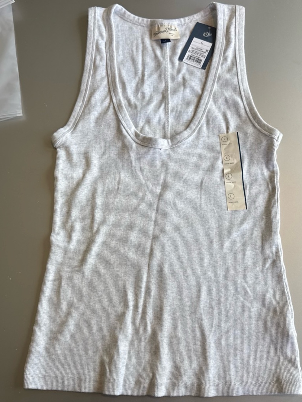 Universal Thread Light Gray Ribbed Scoop Neck Tank - Picture 2 of 4